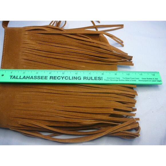 Unbranded Suede Fringe Leather Flat Crossbody Purse - Picture 6 of 6